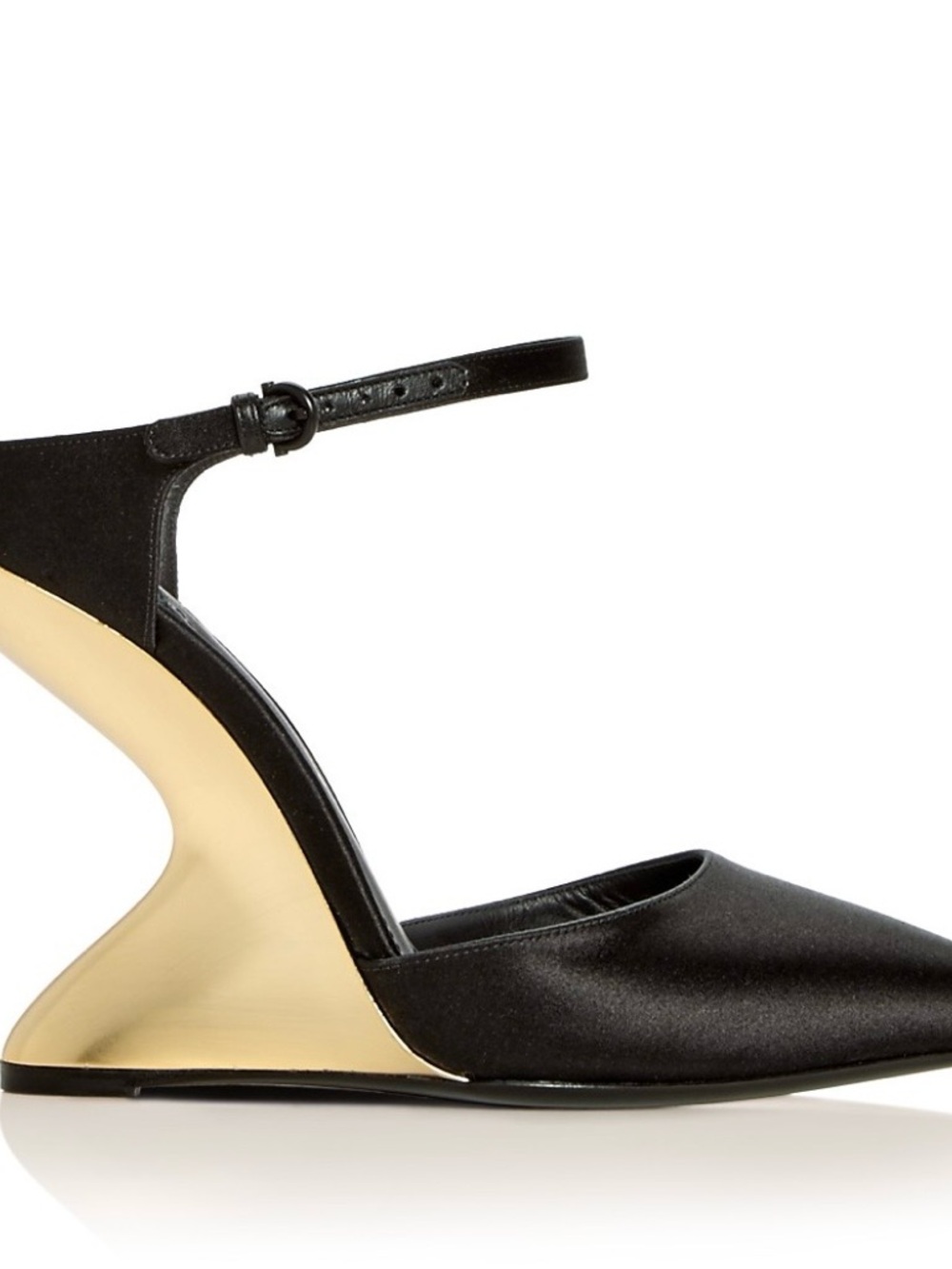 Salvatore Ferragamo Black and Gold Sculptural Heel Pointed Pump - Picture 4 of 4